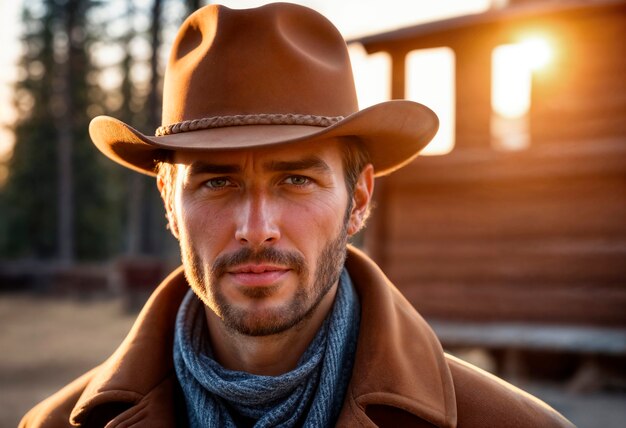 Portrait of cowboy with out of focus background