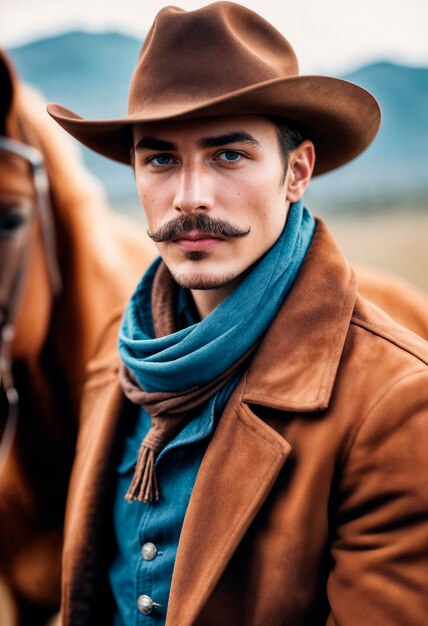 Portrait of cowboy with out of focus background