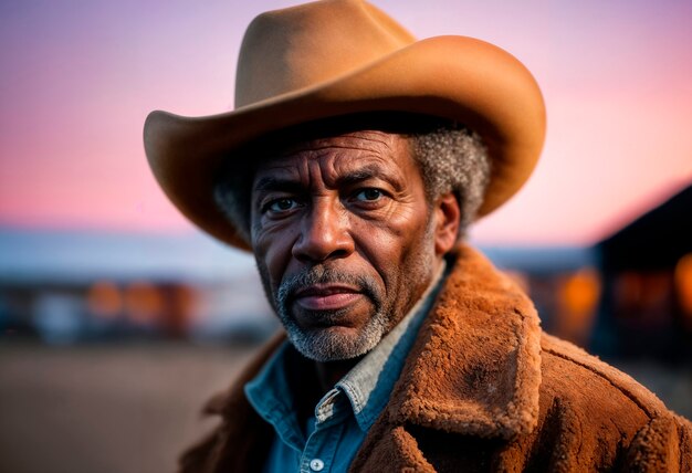 Portrait of cowboy with out of focus background