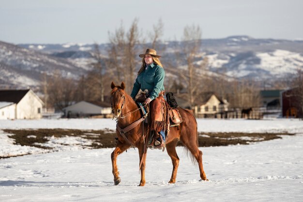 Portrait of cowgirl on a horse