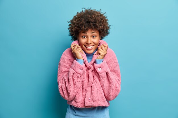 Portrait of curly haired woman