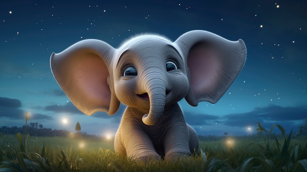 Foto gratuita ritratto di un carino elefante 3d