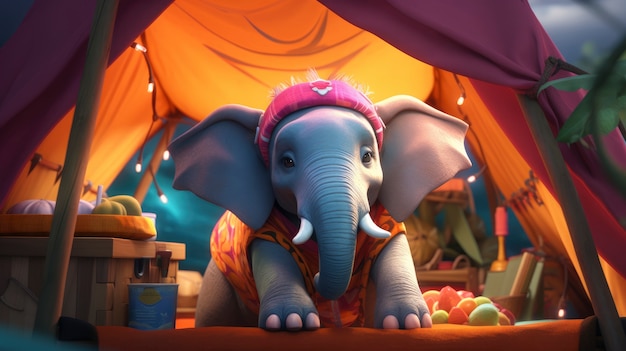 Free photo portrait of cute 3d elephant