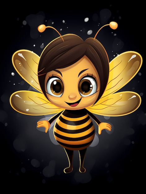 Portrait of cute animated bee