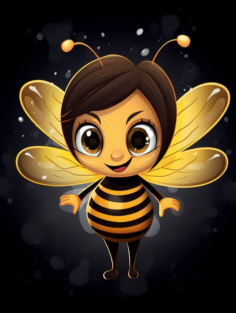 Portrait of cute animated bee