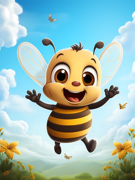 Free photo portrait of cute animated bee