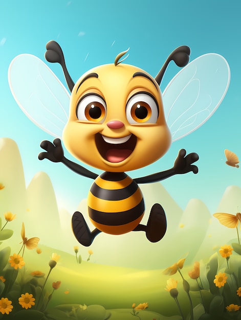 Portrait of cute animated bee