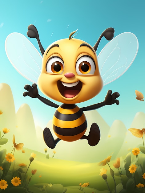可愛いアニメのミツバチの肖像画
