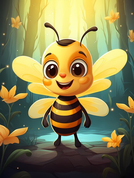 Portrait of cute animated bee