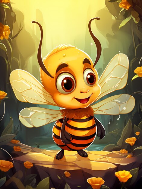 Portrait of cute animated bee