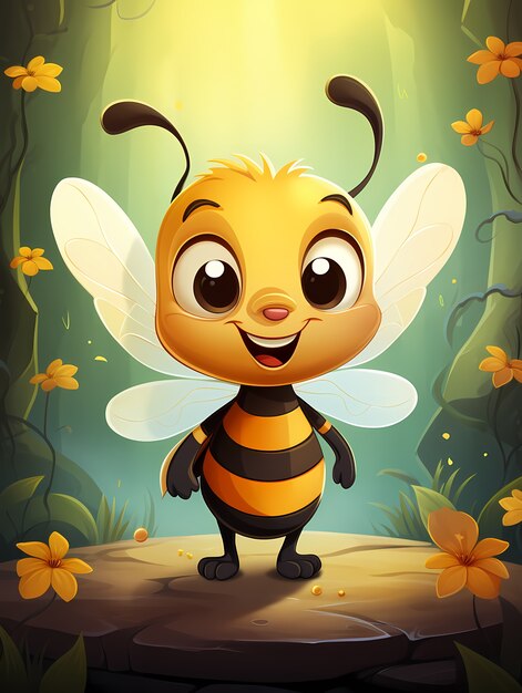 Portrait of cute animated bee