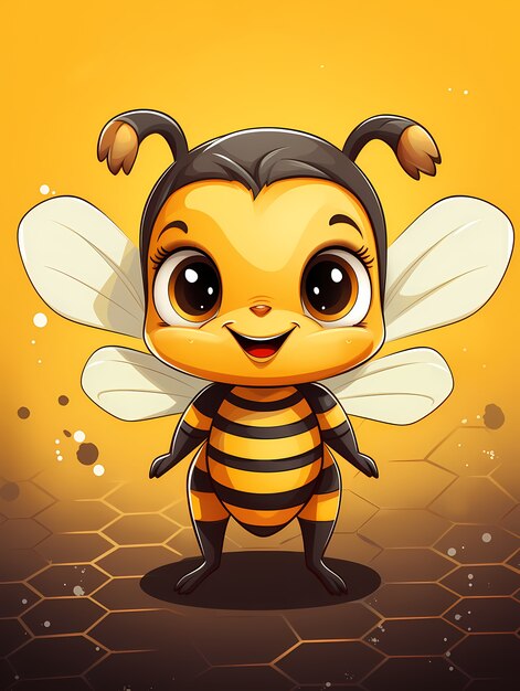 Portrait of cute animated bee