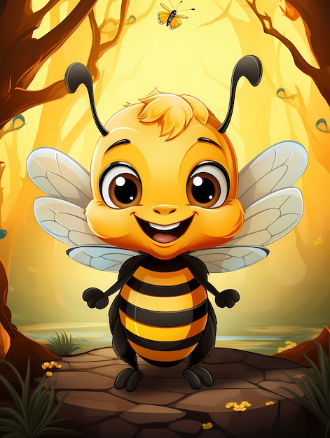 Free photo portrait of cute animated bee