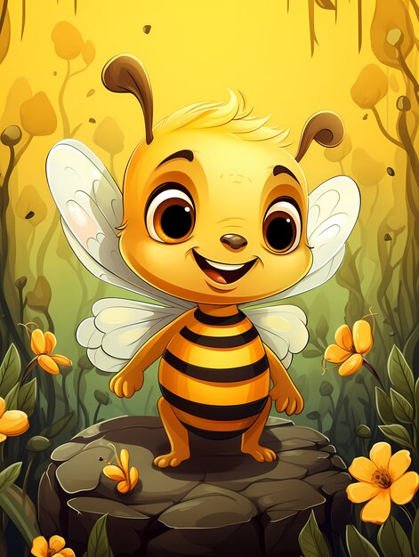 portrait of cute animated bee