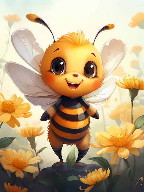 Портрет милой анимированной пчелы