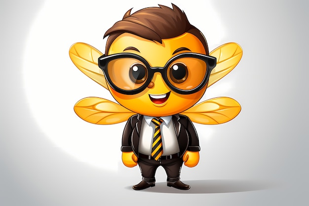 Free photo portrait of cute animated cartoon bee with tie