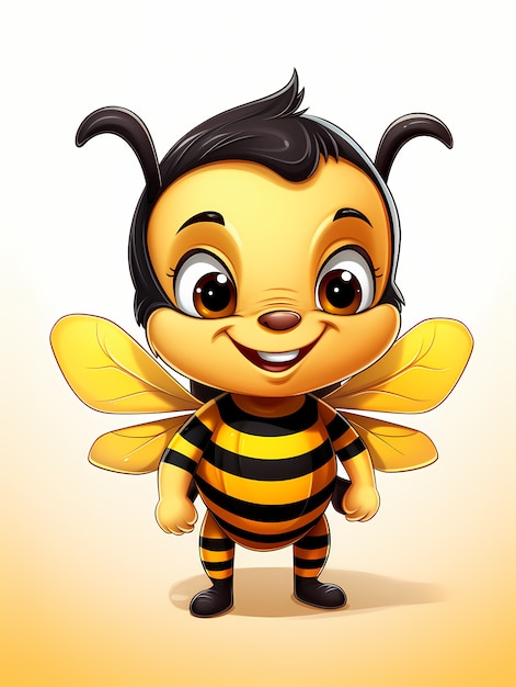 Portrait of cute animated cartoon bee