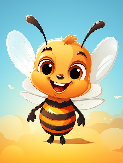 Portrait of cute animated cartoon bee