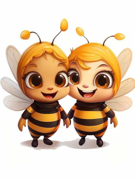 Free photo portrait of cute animated cartoon bees