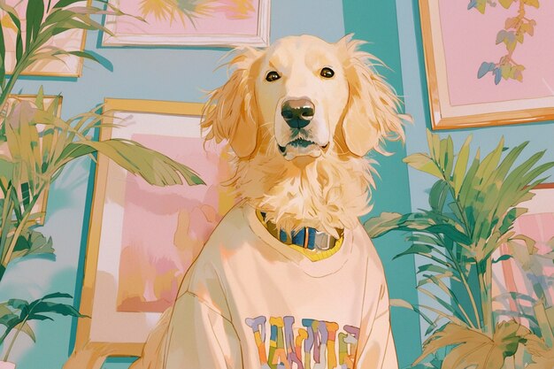 Портрет милой собаки в стиле аниме