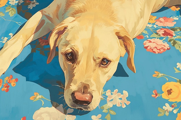 アニメスタイルの可愛い犬の肖像画