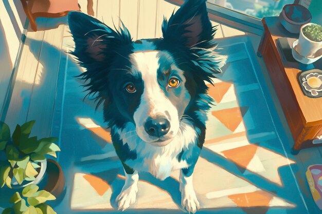 Portrait of cute dog in anime style