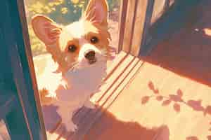 Free photo portrait of cute dog in anime style