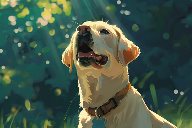 Portrait of cute dog in anime style