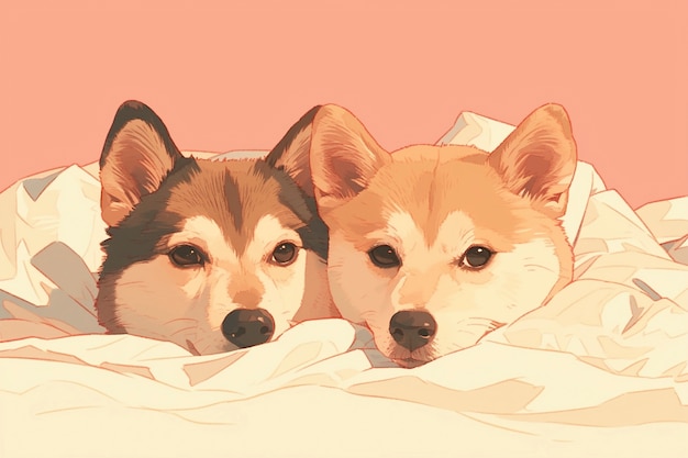 Free photo portrait of cute dog in anime style