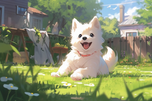 Free photo portrait of cute dog in anime style