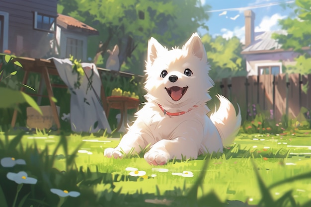 Portrait of cute dog in anime style