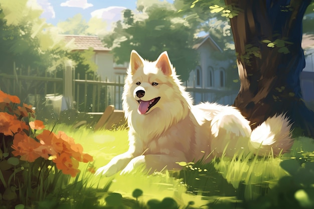 Free photo portrait of cute dog in anime style