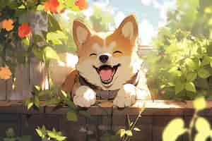 Free photo portrait of cute dog in anime style