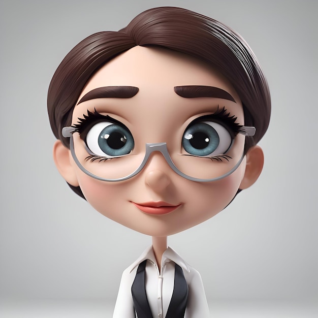 Free photo portrait of cute female doctor in glasses 3d rendering