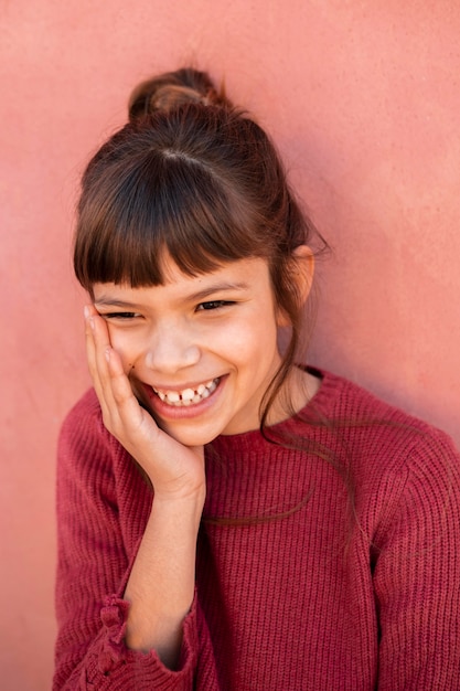 Portrait of cute girl smiling