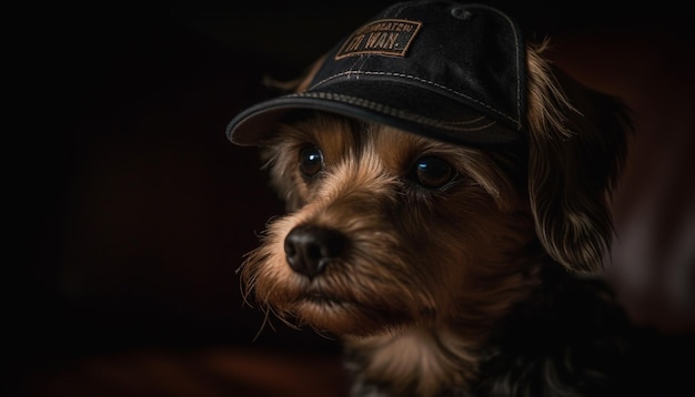 Portrait of a cute terrier looking at camera generated by AI