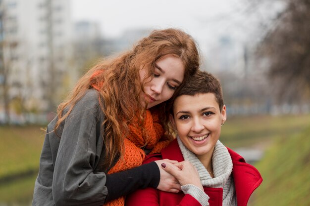 Portrait of cute women posing together