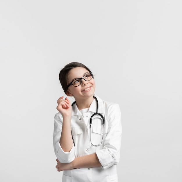 Portrait of cute young girl with copy space