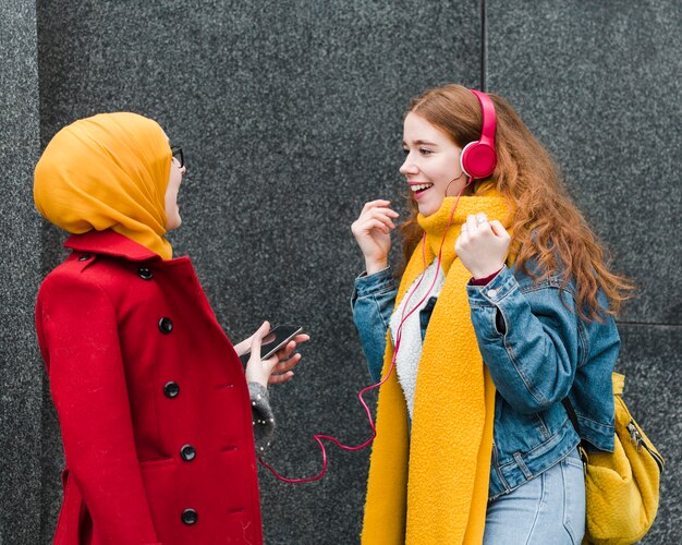 Portrait of cute young girls laughing