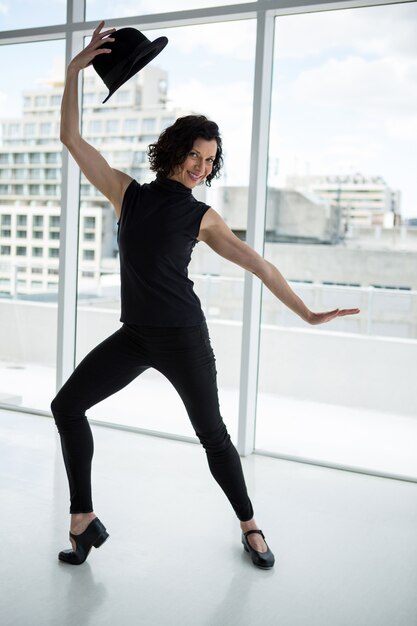 Portrait of dancer practising dance