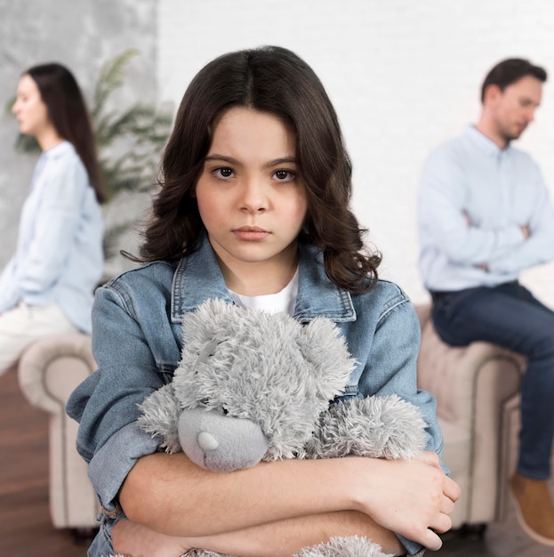 Portrait of daughter sad for family breakup