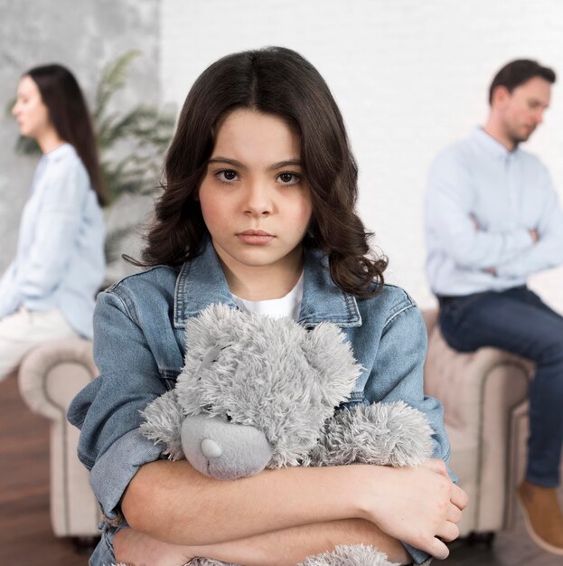 Portrait of daughter sad for family breakup