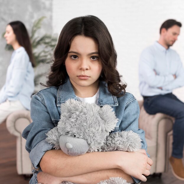 portrait of daughter sad for family breakup