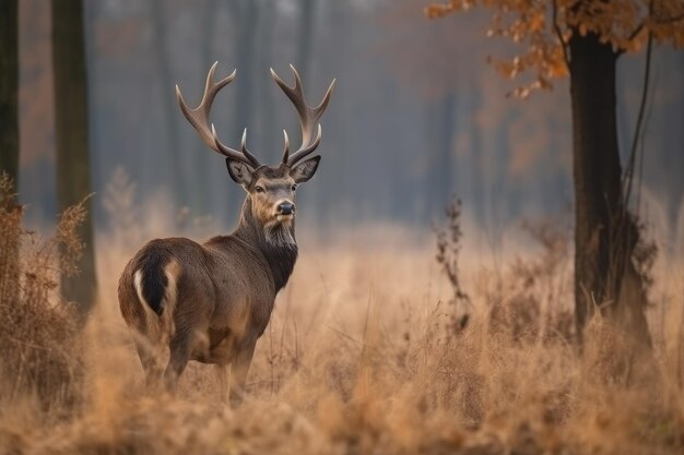 Portrait of a deer in nature Ai generative