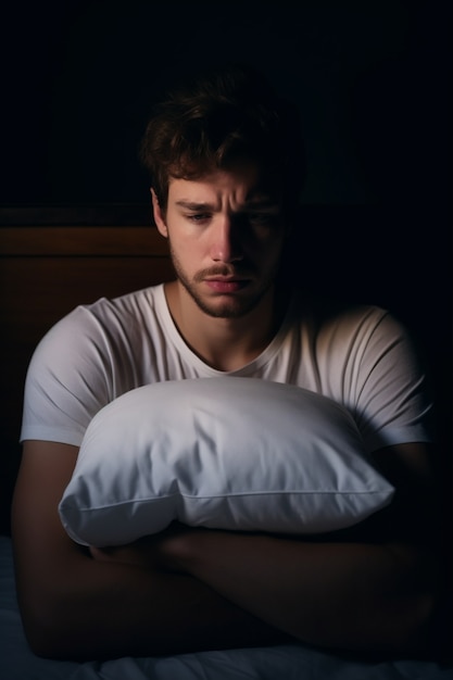 Free photo portrait of depressed man