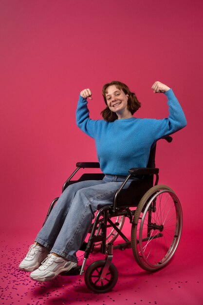 Portrait of disabled woman in a wheelchair