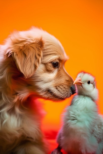 Free photo portrait of dog with bird