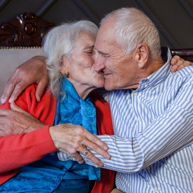 Portrait of elderly couple in love