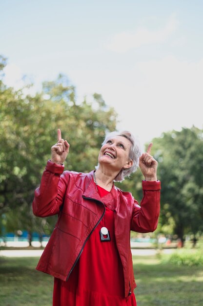 Portrait of elderly woman laughing