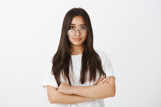 Portrait of European girl with tanned skin and dark hair